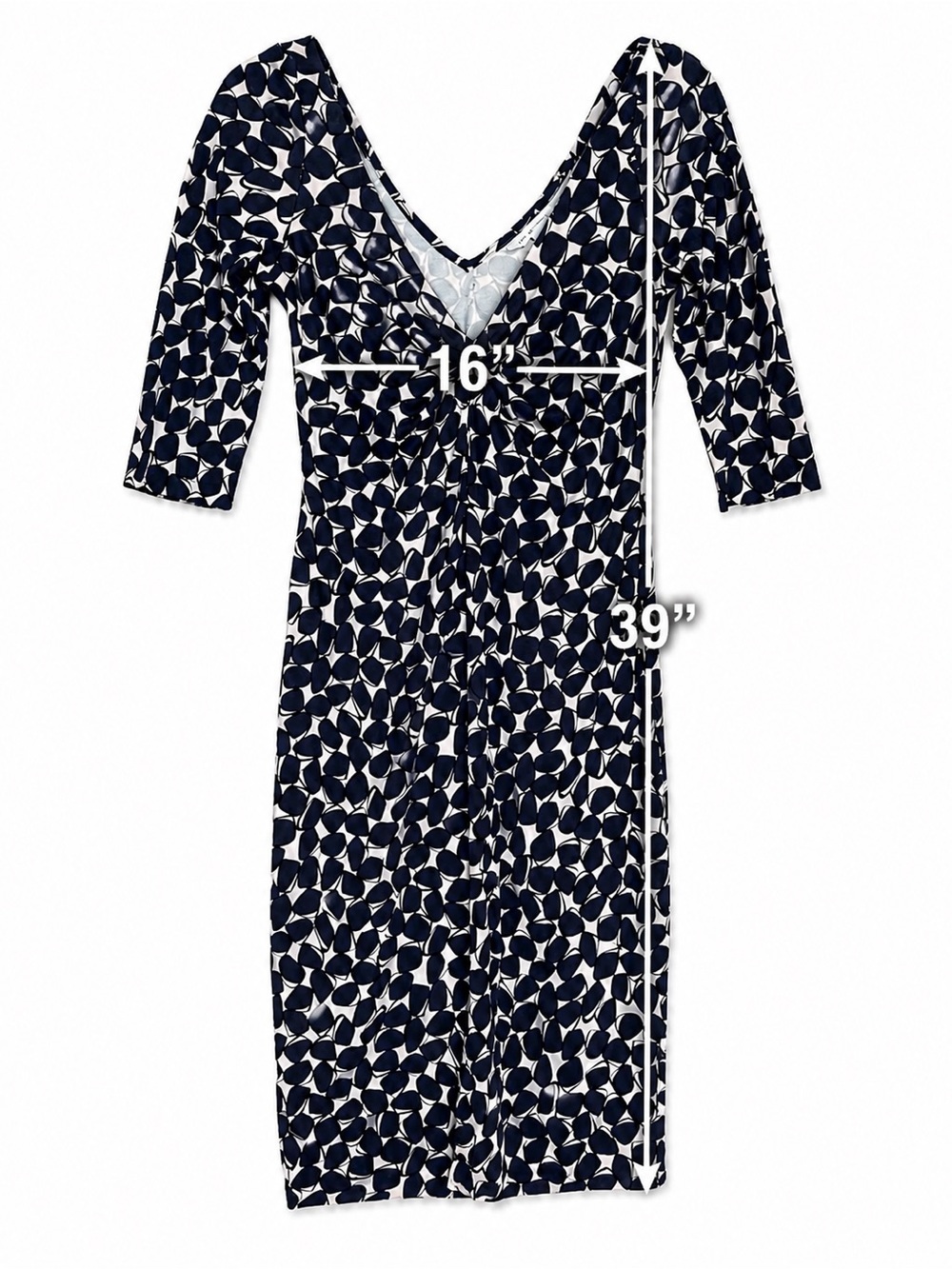 Diane Von Furstenberg 100% Silk Jersey Navy White Print Sheath Dress Sz 8 - Picture 4 of 8